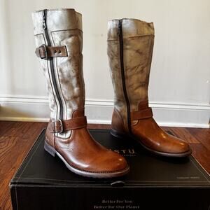 NEW BEDSTU Bed Stu Gogo Lug Sole Women's 8 Mid-Calf Leather Boots Cowboy Core